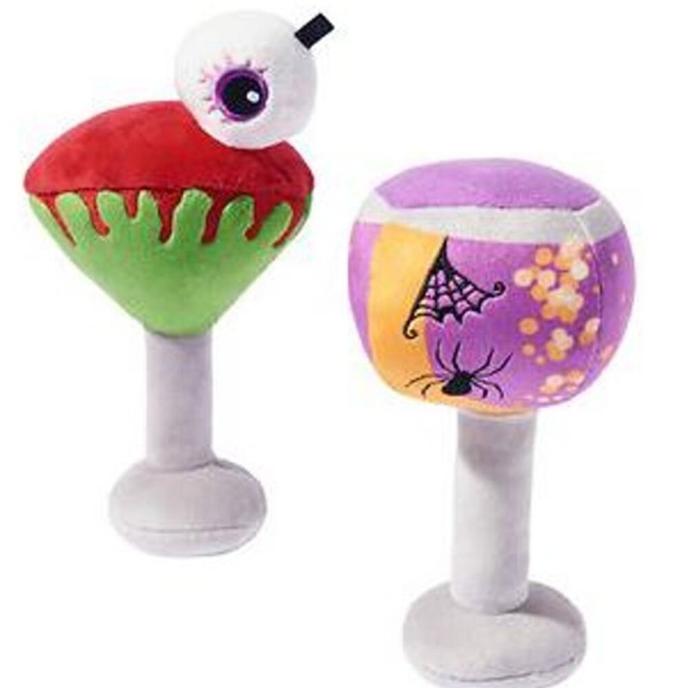 Frisco Halloween Cocktail Plush Squeaky Dog Toy Medium 2‑Pack